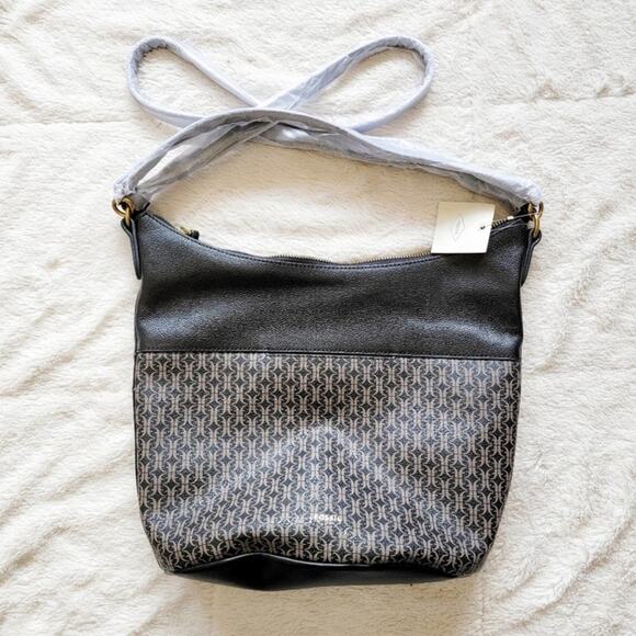 Fossil Talulla Dual Strap Faux Leather Printed Hobo Bag Purse NWT - Picture 2 of 4